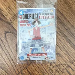 Bandai Namco One Piece Card Game Monkey D. Luffy US Voyage Promo Card Rutgers - Image 1