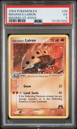 2004 POKEMON EX TEAM MAGMA VS TEAM AQUA #36 TEAM MAGMA'S LAIRON PSA 5 - Image 1