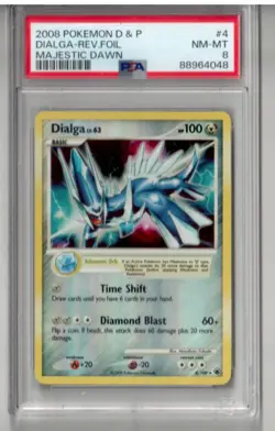 2008 Pokemon Diamond & Pearl Majestic Dawn Dialga Reverse Holo Foil Card PSA 8 - Image 1