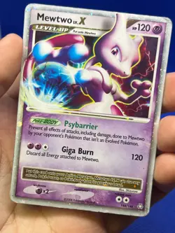 2008 Pokemon Legends Awakened Mewtwo LV.X 144/146 Ultra Rare DMG/Creased - Image 2