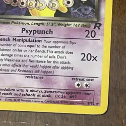 Pokemon TCG Dark Hypno 9/82 English Team Rocket Holo Rare Card MP - Image 3