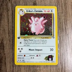 Pokemon TCG Erika’s Clefable Gym Heroes 3/132 1st Edition Holo Rare W/ Swirl LP - Image 1