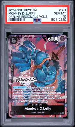 2024 ONE PIECE OFFLINE REGIONALS PACK 2024 VOL.3 #091 MONKEY D. LUFFY PSA 10 - Image 1