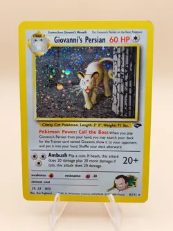 2000 Giovanni's Persian Gym Challenge Holo Rare No. 8/132 Pokemon Card SWIRL - Image 1