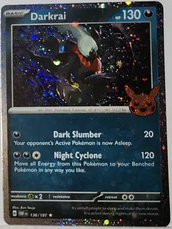 Darkrai 136/197 Cosmos Holo Rare Pokemon TCG Trick Or Trade Pikachu Stamped 1 - Image 1