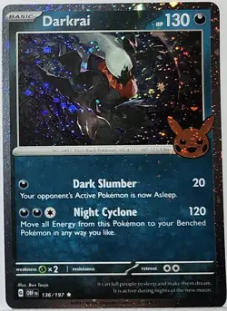 Darkrai 136/197 Cosmos Holo Rare Pokemon TCG Trick Or Trade Pikachu Stamped 1 - Image 2