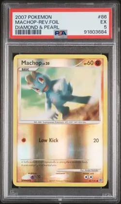 2007 POKEMON DIAMOND & PEARL 86/130 MACHOP-REVERSE FOIL PSA 5 - Image 1