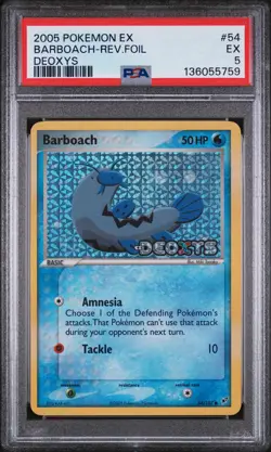 2005 POKEMON EX DEOXYS #54 BARBOACH-REVERSE FOIL PSA 5 - Image 1