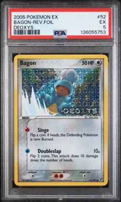 2005 POKEMON EX DEOXYS #52 BAGON-REVERSE FOIL PSA 5 - Image 1