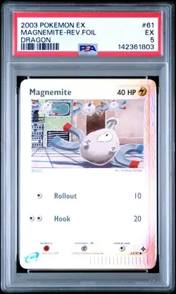 2003 POKEMON EX DRAGON #61 MAGNEMITE-REVERSE FOIL PSA 5 - Image 1