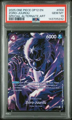 2025 ONE PIECE OP12-LEGACY OF THE MASTER #004 ZORO-JUUROU PSA 10 - Image 1