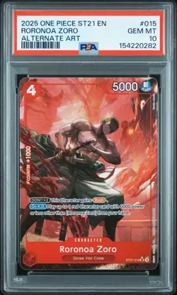 2025 ONE PIECE STARTER DECK ST21-EX GEAR 5 ALTERNATE ART RORONOA ZORO PSA 10 - Image 1
