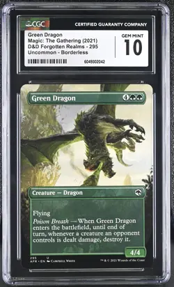GREEN DRAGON D&D Forgotten Realms Borderless CGC 10 MTG [Nostalgium] - Image 1