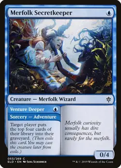 [MTG] Merfolk Secretkeeper // Venture Deeper (Foil) (053) (ELD) NM - Image 1