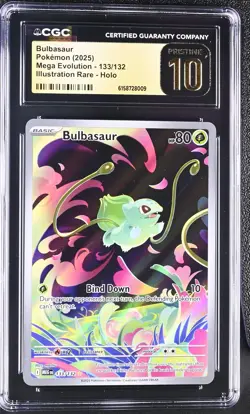Pokemon Bulbasaur 133/132 Illustration Rare Mega Evolution - CGC 10 PRISTINE - Image 1