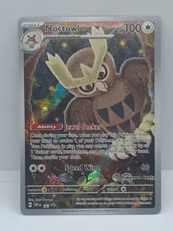 Noctowl Pokemon Center Exclusive Stamped SVP 141 Stellar Crown ETB - Image 1