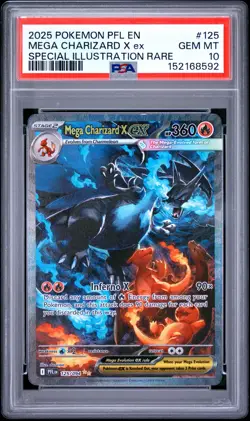 2025 POKEMON PFL EN-PHANTASMAL FLAMES #125 MEGA CHARIZARD X EX PSA 10 - Image 1