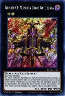 Number C1: Numeron Chaos Gate Sunya BLAR-EN021 Secret Rare 1st Edition Yugioh - Image 1