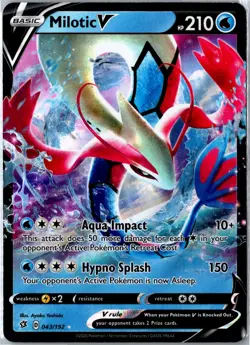 Pokemon Card - Milotic V Rebel Clash 043/192 2020 V Rare Holo Lightly Played - Image 1