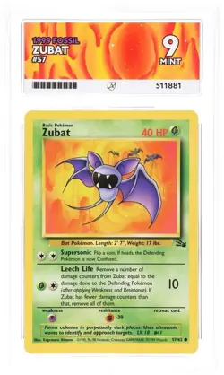 Zubat 1999 Pokemon Fossil ACE Graded 9 Mint - Image 1