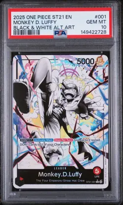 2025 ONE PIECE ST21 EN MONKEY D.LUFFY BLACK AND WHITE ALT ART ST21-001 LEADER - Image 1