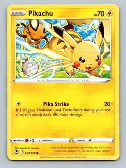 2022 Pokemon Card Silver Tempest Pikachu 49/195 - Image 1
