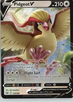 Pidgeot V 137/196 Holo V Rare Lost Origin Pokemon Near Mint - Image 1