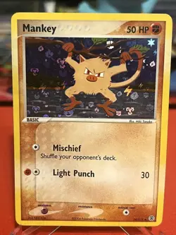 Mankey 38/112 Uncommon FireRed & LeafGreen Pokemon Reverse Holo Heavily Played - Image 1