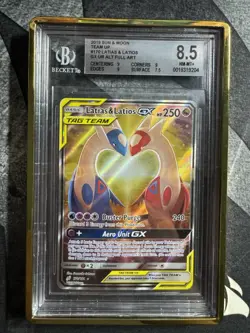 2019 Pokemon Sun & Moon Team Up #170 Latias & Latios Gx Alt Full Art BGS 8.5 - Image 1