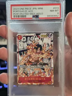One Piece PSA 8 HOLO Saikyo Jump Mini May Portgas D. Ace Manga JPN OP02-013 - Image 3