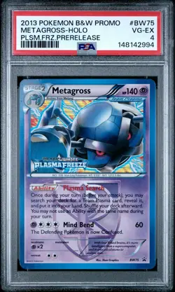 2013 POKEMON BLACK & WHITE PROMO PLASMA FREEZE PRERELEASE METAGROSS-HOLO PSA 4 - Image 1