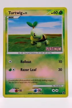 Pokemon TCG Turtwig 77/100 Reverse Holo Stamped Platinum HP - Image 1