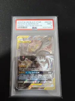 PIKACHU & ZEKROM GX SM168 PSA 9 POKEMON SM BLACK STAR PROMO - Image 1