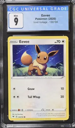 Eevee 130/185 CGC 9 Common Vivid Voltage Pokemon Card - Image 1