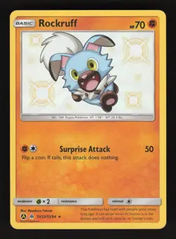 Rockruff SV23/SV94 Pokemon Hidden Fates Shiny Holo Card - Image 1