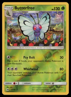 Butterfree 3/149 Rare SM Base Set Pokemon Reverse Holo Near Mint - Image 1
