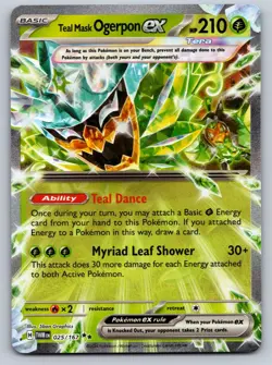 Teal Mask Ogerpon ex 025/167 Double Rare Twilight Masquerade Pokemon Near Mint - Image 1
