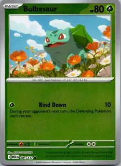 Bulbasaur 001/132 Common Mega Evolution Pokemon Reverse Holo Near Mint - Image 1