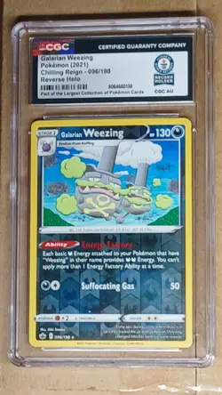 1 of 1 World Record Pokemon TCG Galarian Weezing 096/198 Reverse Holo CGC Graded - Image 1