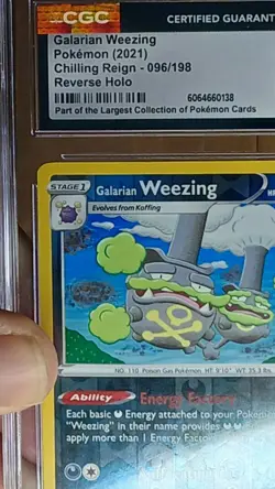 1 of 1 World Record Pokemon TCG Galarian Weezing 096/198 Reverse Holo CGC Graded - Image 3