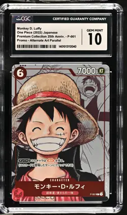 CGC 10 GEM MINT One Piece 2022 Monkey D. Luffy P-001 Collection 25th Anniversary - Image 1