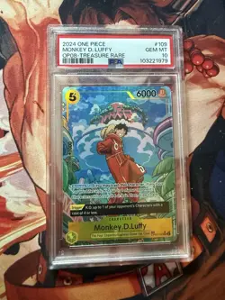 Bandai One Piece Card Game Monkey D. Luffy OP08-109 Treasure Rare Foil PSA 10 - Image 1