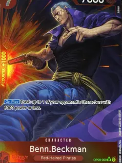One Piece Card Game Benn Beckman Parallel OP09-009 Super Rare Full Art foil - Image 2