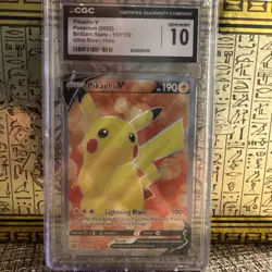 2022 Pokemon Brilliant Stars - Pikachu V #157/172 CGC 10 Gem Mint - Image 5