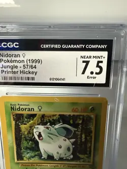 Pokemon Nidoran F 57/64 Jungle 1st Ed CGC 7.5 Printer Hickey Error 1999 - Image 2