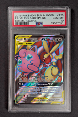 2019 Pokemon Mega Lopunny & Jigglypuff GX 225/236 Cosmic Eclipse Tag Team PSA 10 - Image 1