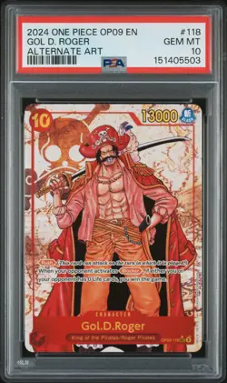 2024 ONE PIECE OP09-EMPERORS IN THE NEW WORLD ALTERNATE ART GOL D. ROGER PSA 10 - Image 1