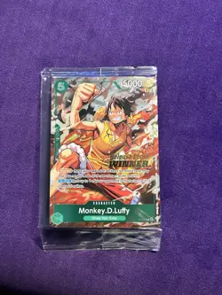 One Piece Monkey D. Luffy P-135 Promo Foil English Prerelease Winner - Image 1