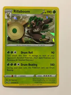 Pokemon Card Sword & Shield Cracked Ice Holographic Rillaboom 014/202 NM - Image 1