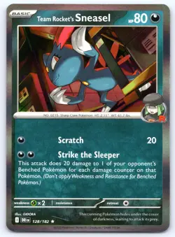 Team Rocket's Sneasel 128/182 Rare Destined Rivals Pokemon Holo NM - Image 1